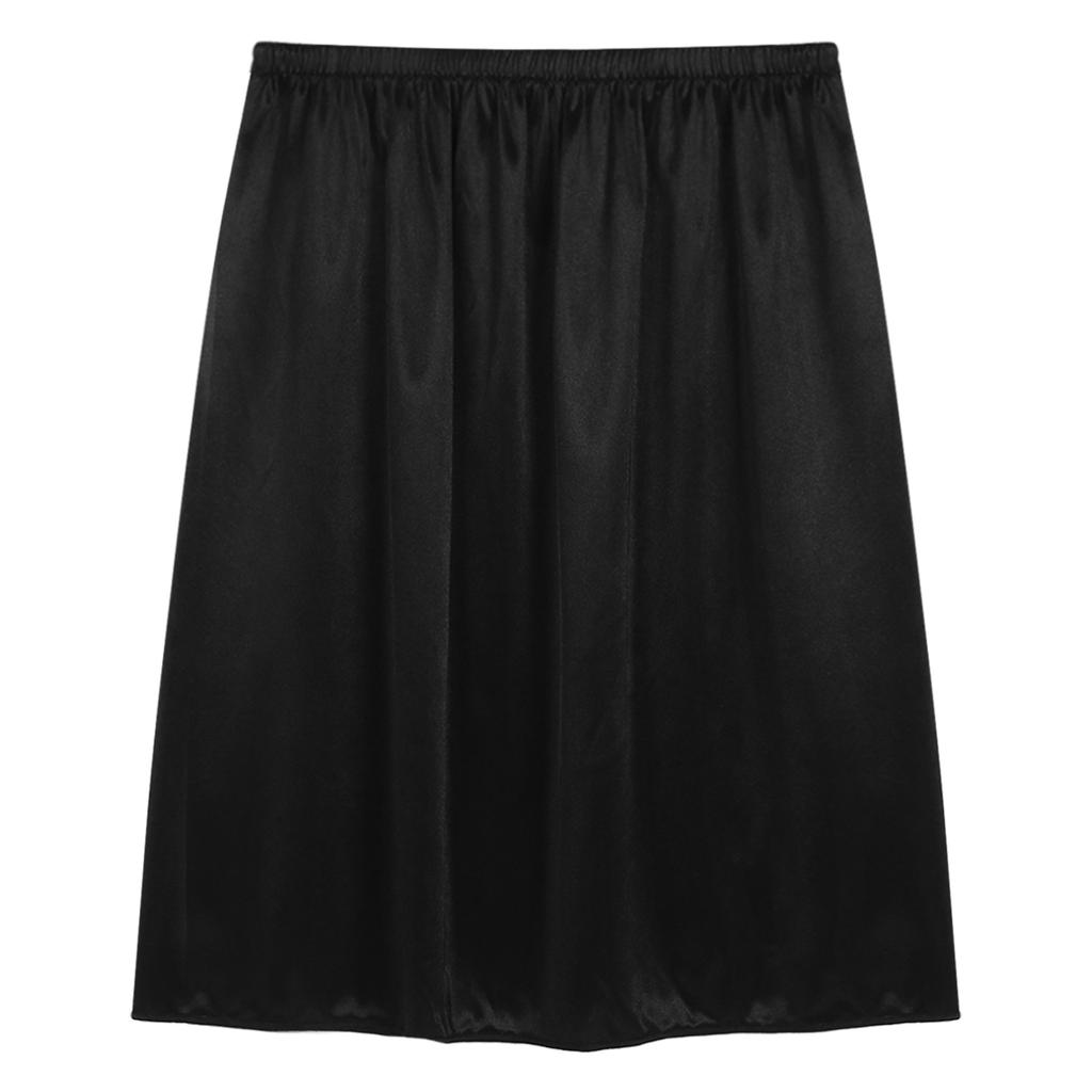 Mulheres Cor Sólida Meia Saia Deslizante Cintura Elástica Saia Midi Interna Saia Longa