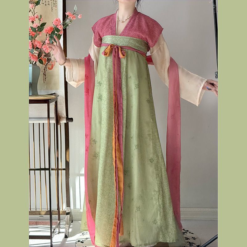 Restore Chinese Tang Dynasty Style Hanfu For Women Tang  Beizi One Piece Skirt Daily Dopamine Suit