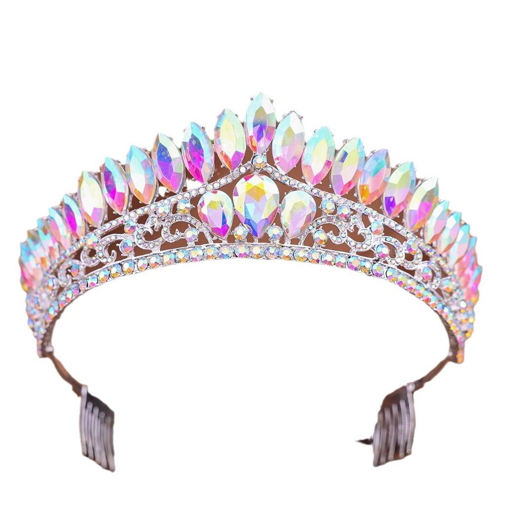 The Bride's Luxurious Full Diamond Crown Headwear Wedding Dress Headband Accessory Princess Shaped Crown Alloy Hair Accessory
