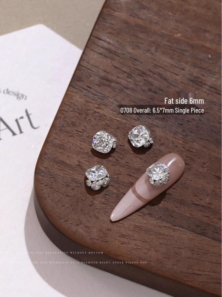 Zircon Rhinestone Nail Art – Blindingly Shiny, Handmade Long Right Angle Rhinestone Ball Pigeon Egg Decoration