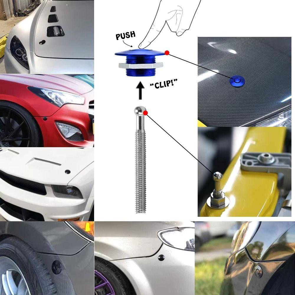 Lock Clip Hood Pins Aluminum Zinc Zinc Alloy Push Button Lock Quick Release Fasteners  Body Kit
