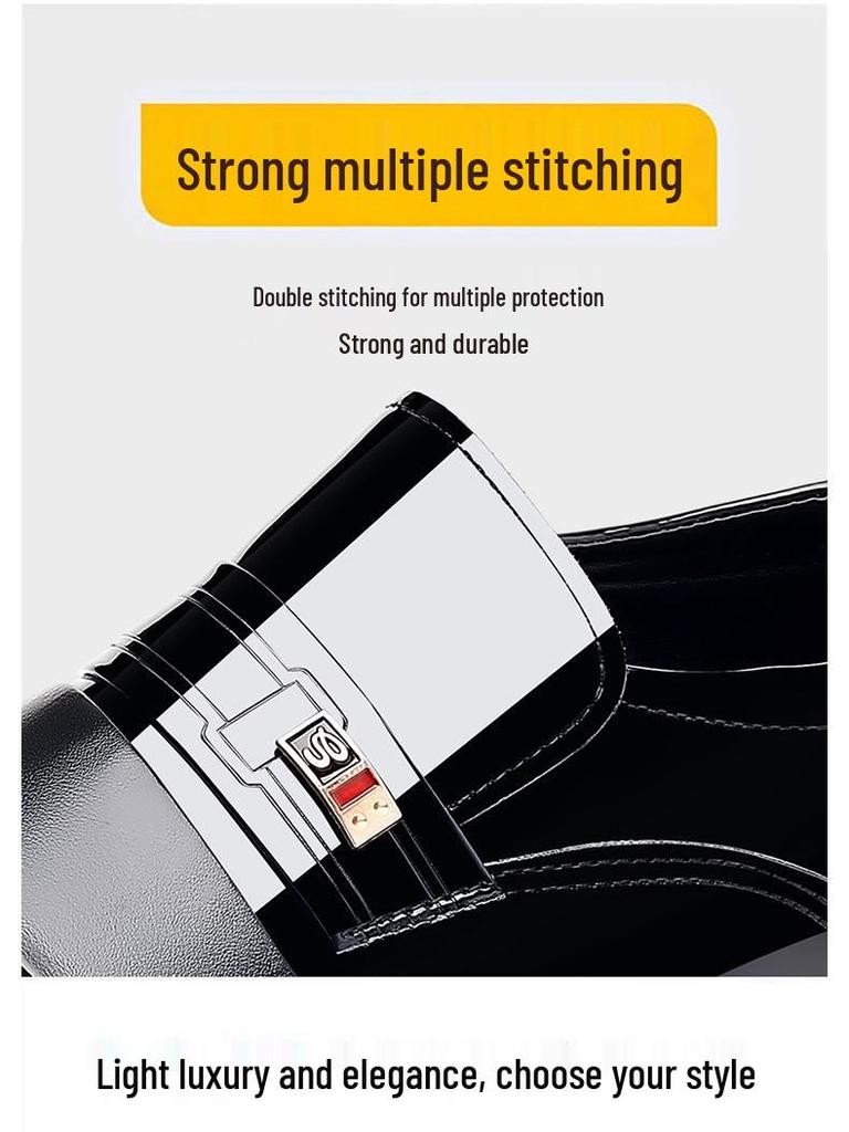 Męskie Błyszczące Skórzane Formalne i Codzienne Buty z Miękką Podeszwą - Modne, Wszechstronne i Wygodne