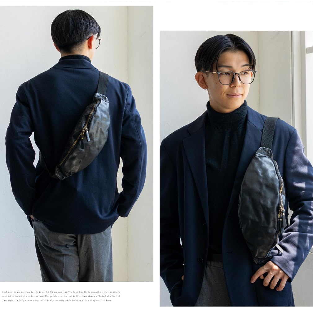 VITAFELICE Men's Vintage Leather 2-Way Body Bag (NSB-30376N) (Black)