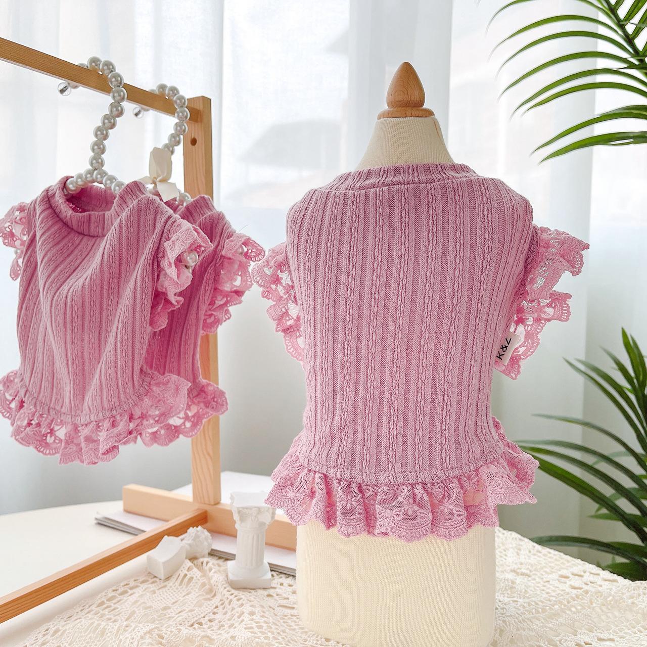 

Lace Fly Sleeve Short Suit Pet Dog Cat Bipolar Small Dog Original Clothes XXS