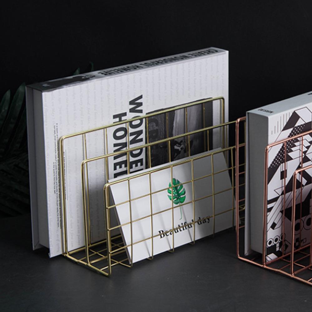 Three Grid Desktop Storage Rack L Shaped Mail Sorter Holder Bookcase Holder For Office Workers