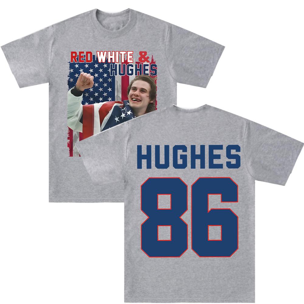 Hughes Hockey Tee Jack Hughes Graphic T Shirt Cotton Short Sleeve Clothing Women Men Fashion 86 High Street Loose T-shirt Casual