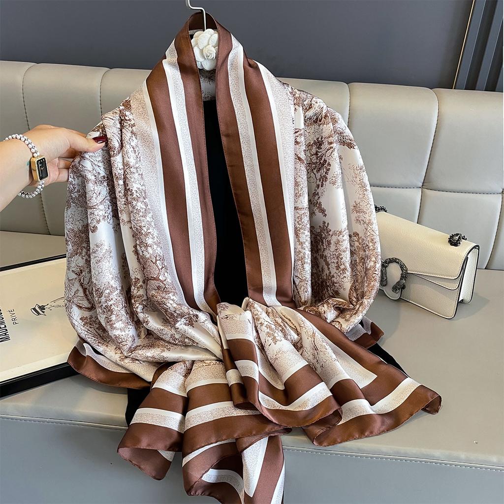 Women 180*90cm Fashion Beautiful Soft Silk Scarves Female Lady Shawl Hijab Wrap Foulard Bandanna Muffler Beach Pareo