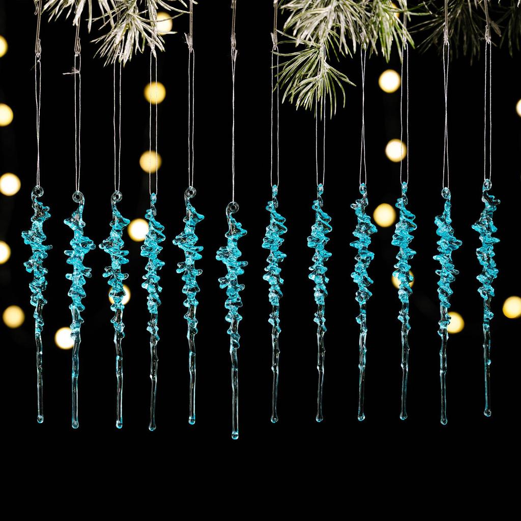 Haobei 12PCS Acrylic Icicle Christmas Ornaments