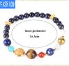Natural 6mm Blue Sandstone Universe Galaxy Solar System Jewelry Guard Star Stone Beads Elastic Bracelet