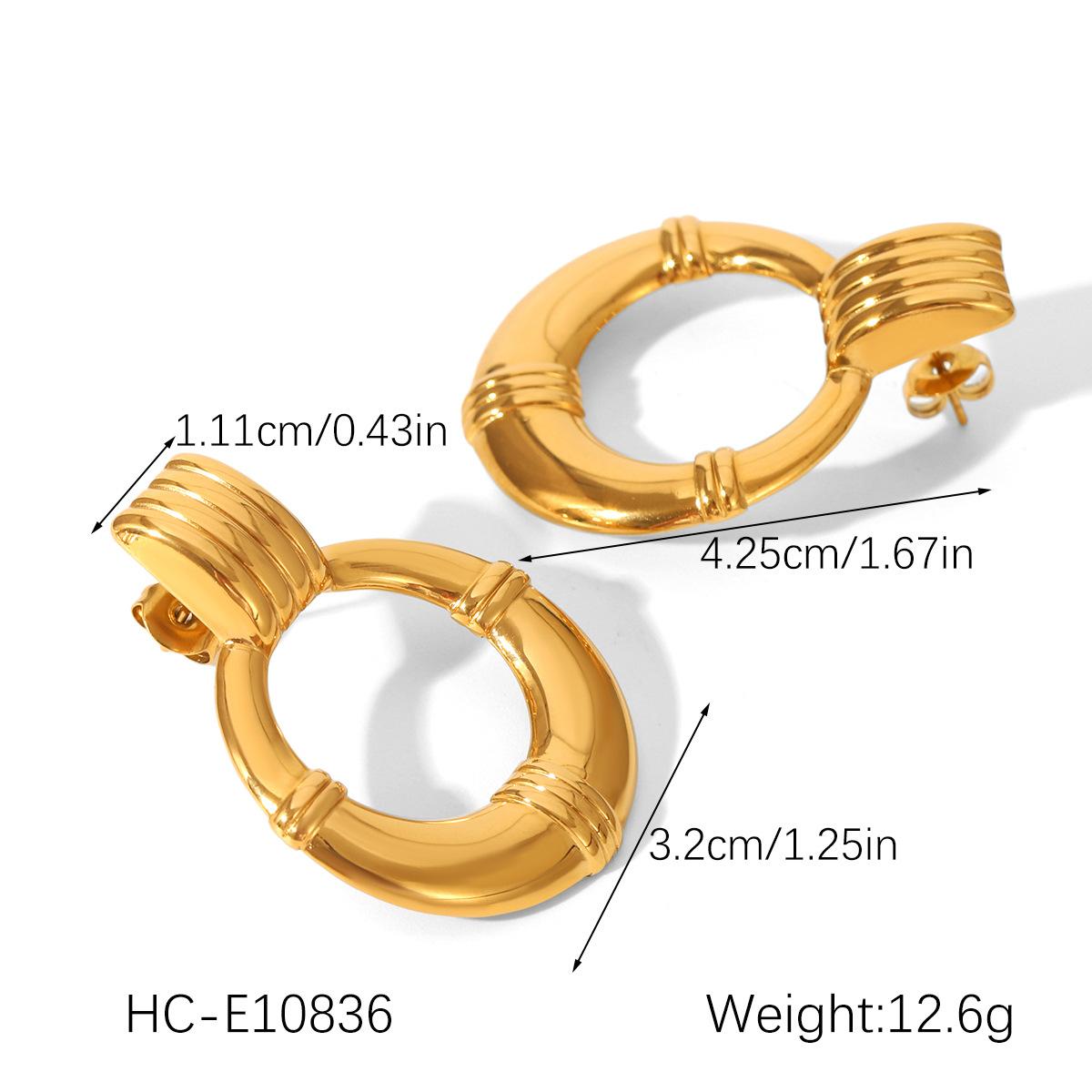 

Round hoop earrings, light luxury high-end stud earrings for women, non-fading titanium steel ear jewelry золотой