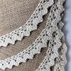 Jute Table Placemats Set Rustic Lace-Trimmed Round Scallop Edge Hot Pads