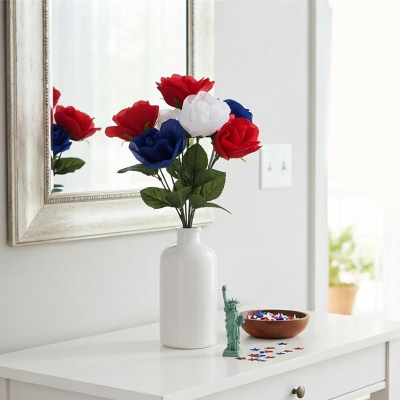 Independence Day Flower Arrangement Realistic Artificial Plastic Flower For July 4th Holiday Party Table Centerpiecess