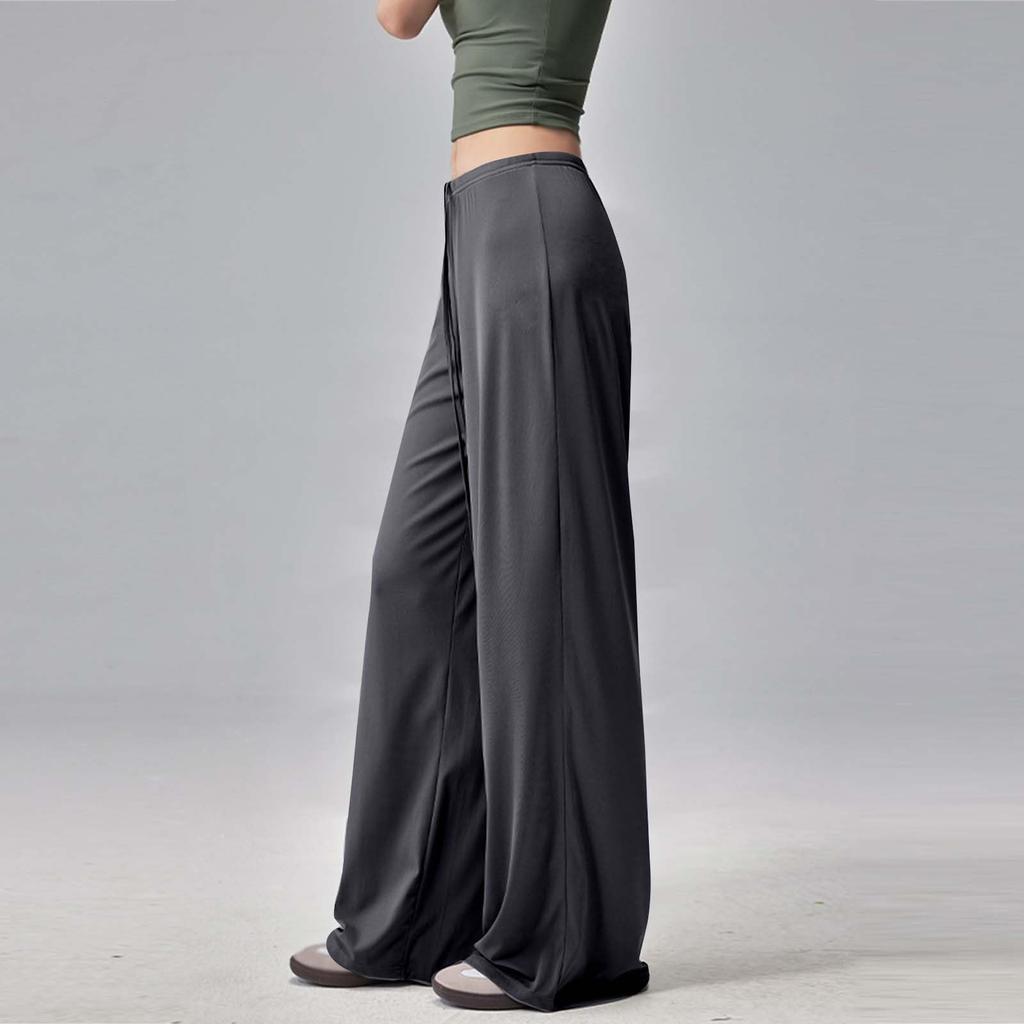 Damen Mode Lässig Schlafanzughose Weiter Bein Yogahose Kordelzug Leicht Bequem Stretch Farbe Sporthose