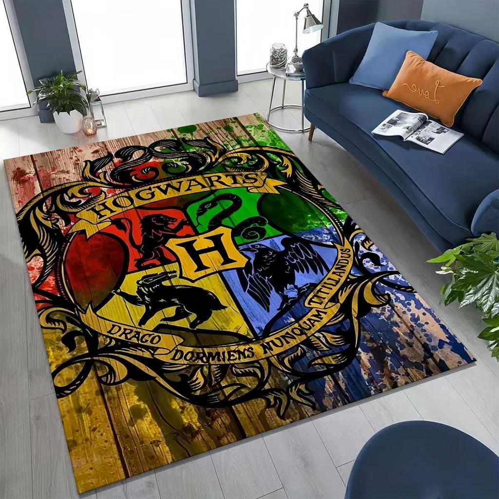 3D Cartoon H-Hogwarts Magic Sign Rug for Bedroom Living Room Sofa Home Doormat Decor, Large Kids Play Non-slip Floor Mat