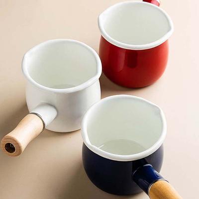 500ml Enamel Milk Pot for Induction & Gas Stove, Mini Soup Saucepan for Baby Food Breakfast, Non-stick Butter Warmer Cookware