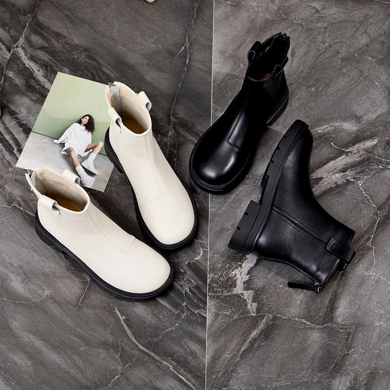 Fashion AIYUQI Ankle Boots Women 2024 New Anti-slip Genuine Leather Women Short Boots  Fashion British Style Winter Chelsea Boots Women