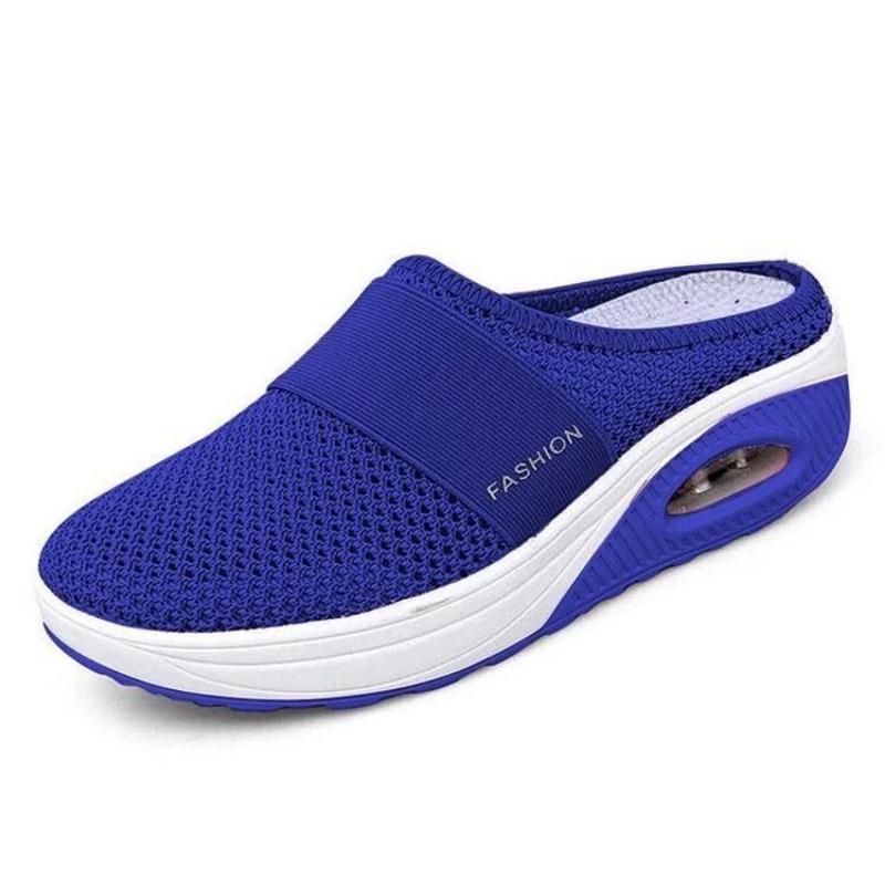 Xia's new large-size lazy one-pedal bag head mesh thick-soled slippers women's slope heel slippers women's