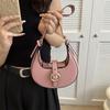 Modern Crescent Shape Shoulder Bag With Trendy Stitching And Patchwork Elements