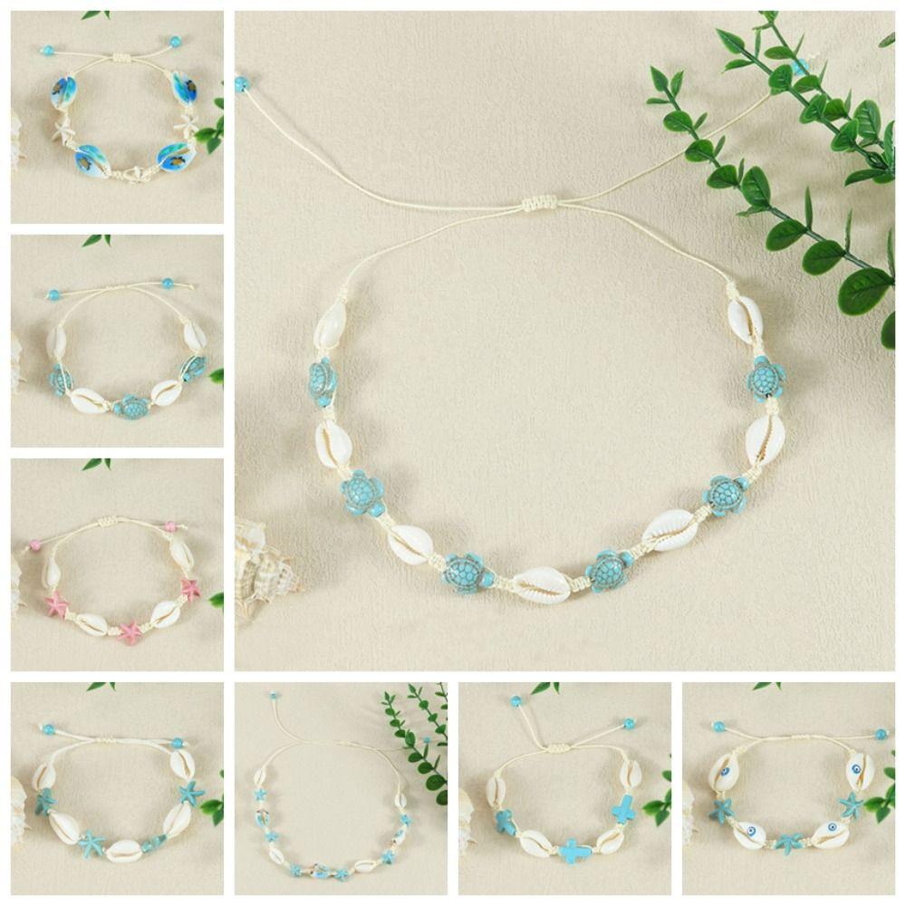 Sea Series Starfish Beaded Bracelet Jewelry Shell Beaded Handstring Turtle Woven Bracelet  Couple