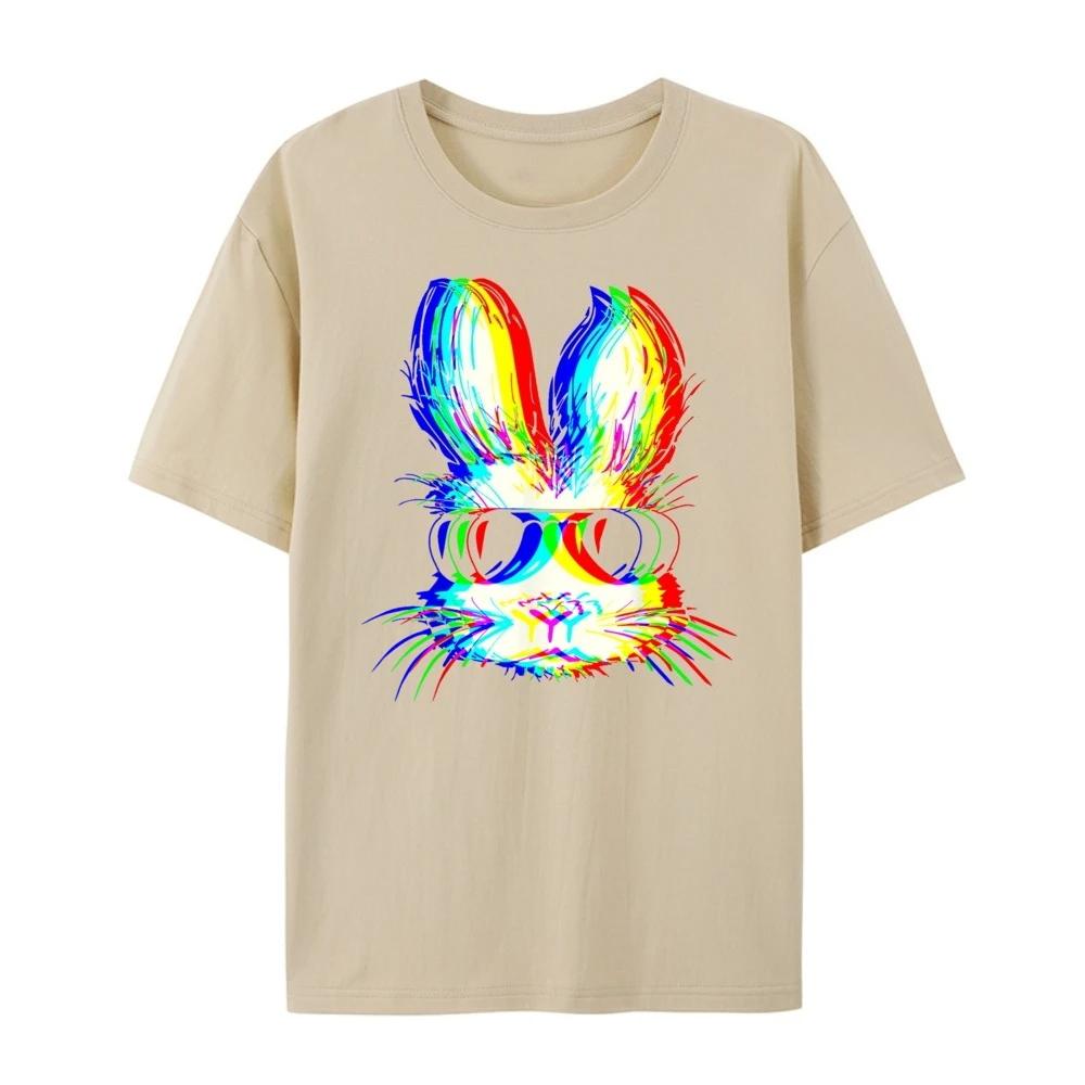 Rabbit Psychedelic Steam Wave Easter Electronic Music Carnival Electronic Dance Music Party Oversized T-shirt Men Designer Y2K