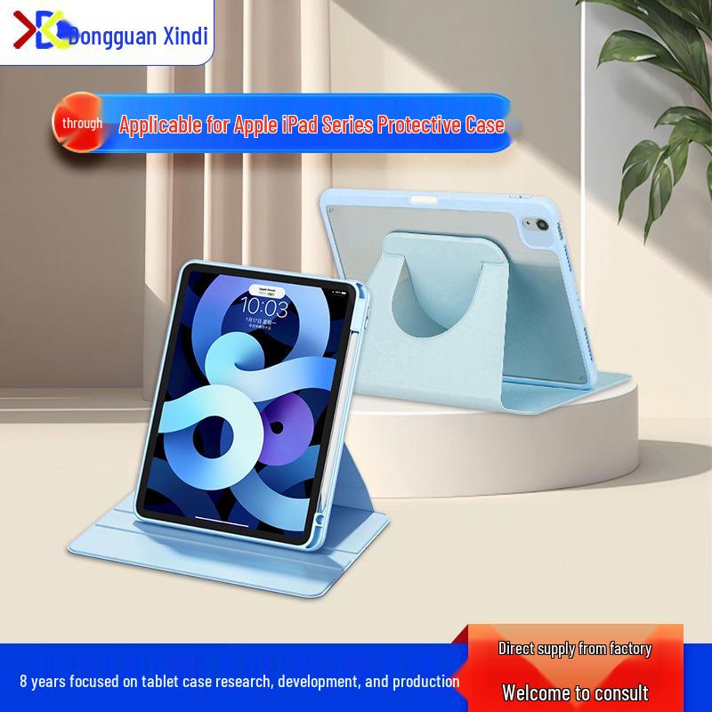 360-Degree Rotating iPad Case for 10th/11th Gen Tablets with Pen Slot