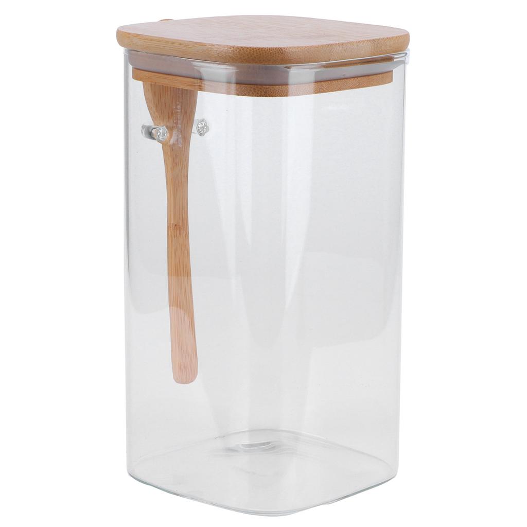 Quadratisches Vorratsglas mit Löffel Versiegelnder Gewürzbehälter Kaffeebohnenflasche für Küche 1200 ml