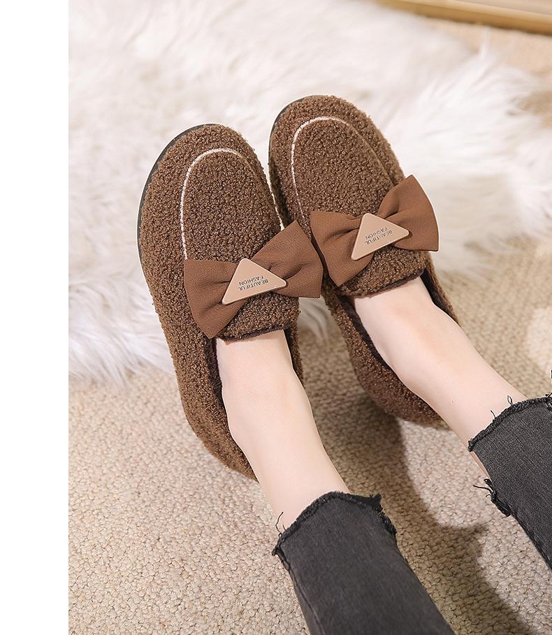 2025 Winter Women's Plus Velvet Warm Indoor Slippers - Old Beijing Style