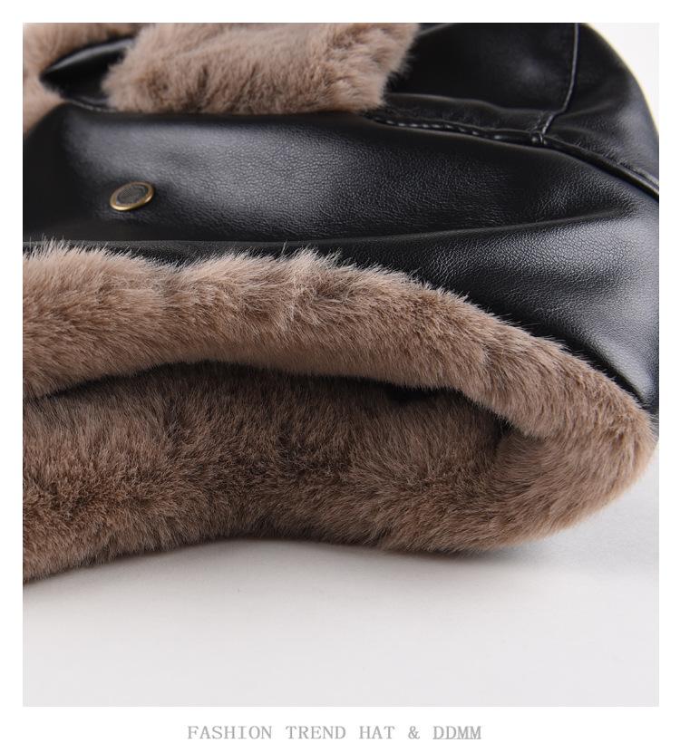 Leather Lei Feng Cap Men and Women In The Fall and Winter Thickened Warm Ear Protection Cap Outdoor Skiing Cycling Velvet Cold Cap
