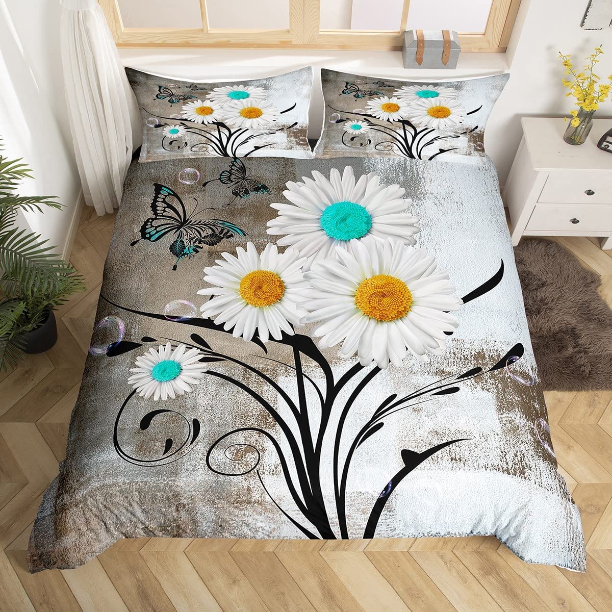 

Comfortable Floral Pattern Duvet Cover Set With Duvet Cover And Pillowcases King Queen Twin Sizes For Boys Girls And Kids EU single(135x200cm)