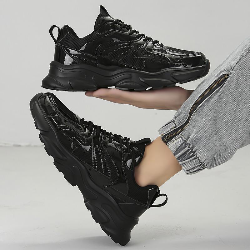 Luksus Gull Sneakers Menn Glansfulle Plattform Fritids Herresko Mote Mesh Lettvekt Treningssko Herresko zapatillas de hombre