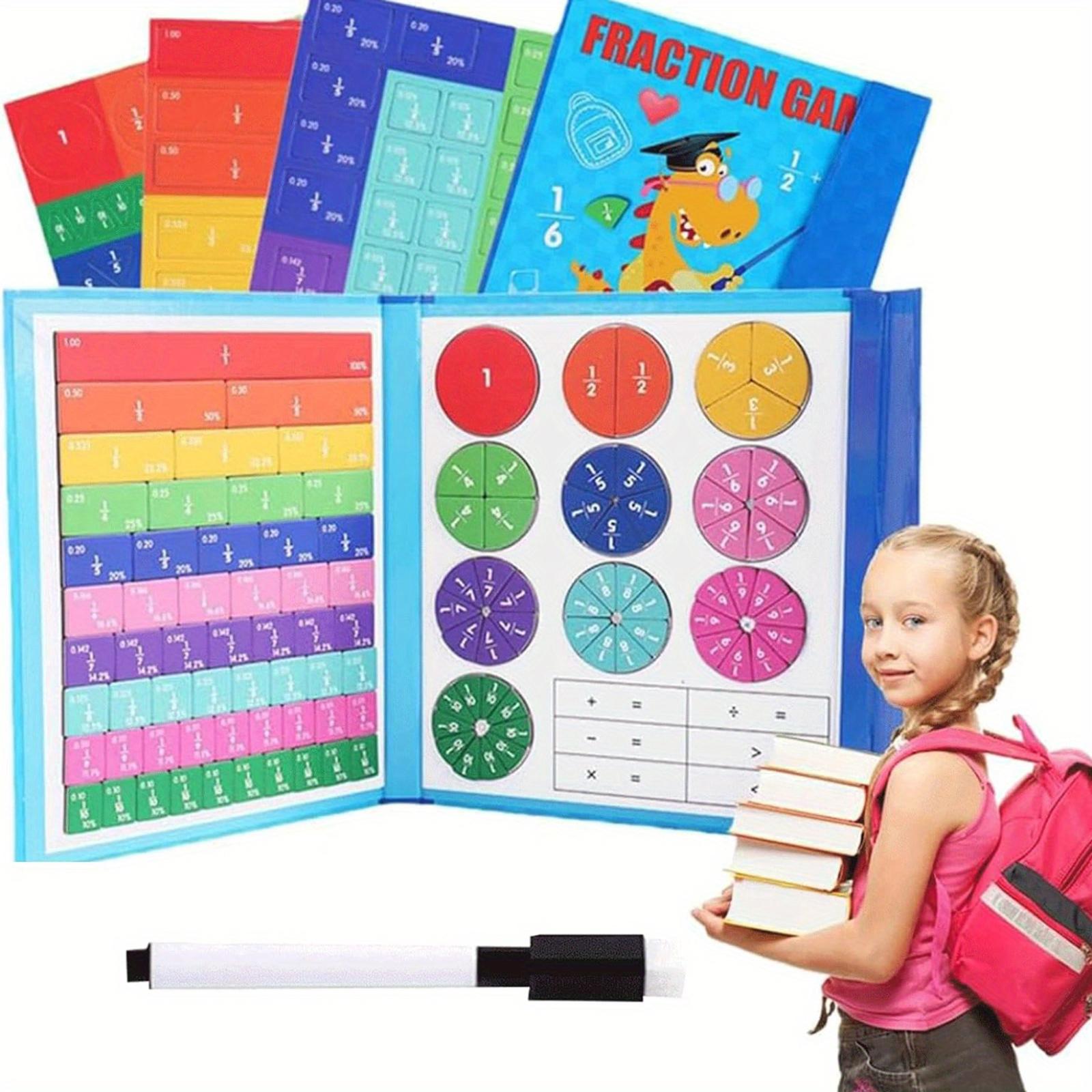 

Детские магнитные учебные пособия по дробям Пазл из полосок дробей, Обучающий пазл Учебные пособия по математике Учебные инструменты, Стираемый акварельный фломастер 5 мл One Size