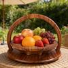 Wood Fruit Basket with Heart-Shaped Partition Hand-Carved Decorative Serving Tray for Fruits Nuts Snacks Multifunctional Home Decor