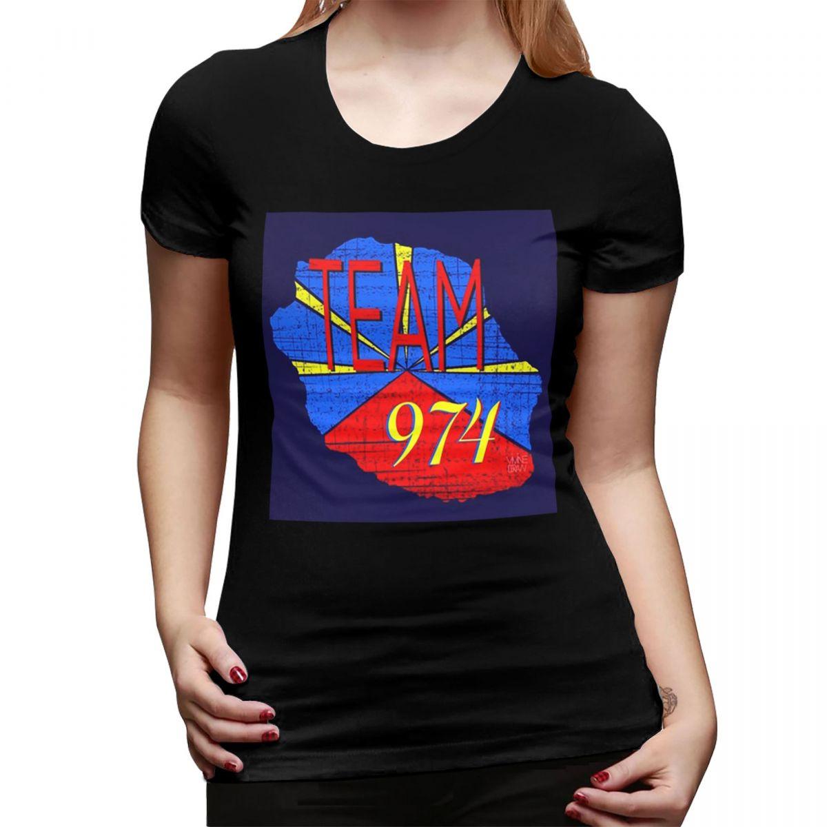 

974 Reunion Island Logo TShirt for Women ONeck Streetwear T Shirts Womens Short Sleeve Summer Clothes Tops 4XL