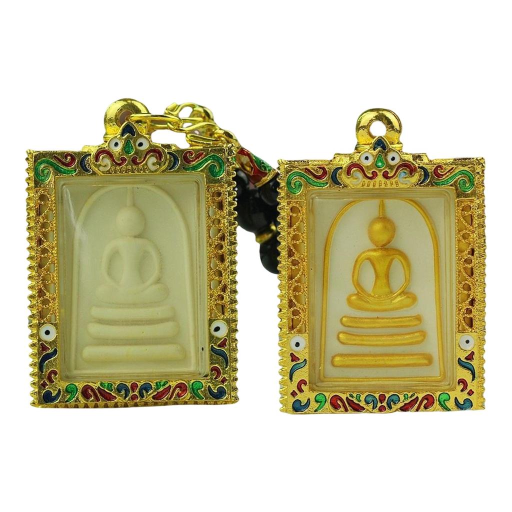 Phra Somdej Buddha Thai Amulett Halsband Hänge Retro Vintage Skyddande Charm Talisman Kraftfull Rikedom Framgång Hälsa Lycka Smycken Thailand Reproduktion