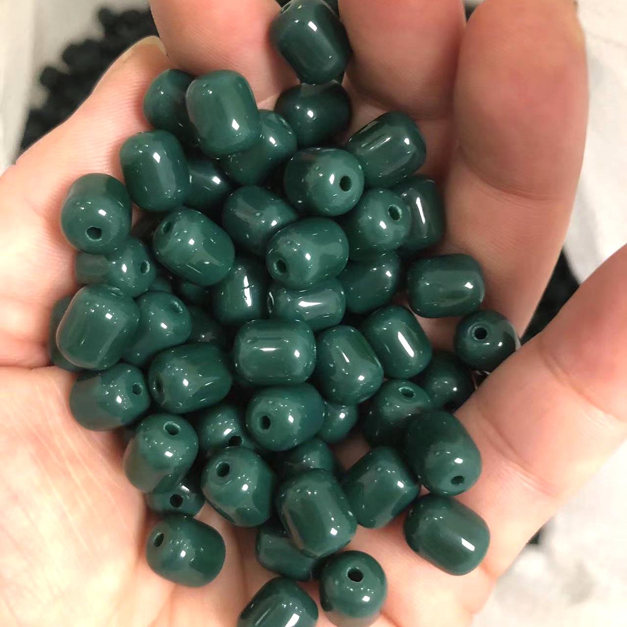 

10x8 мм цилиндрические стеклянные фарфоровые бусины-бочонки с имитацией нефрита, разноцветные бусины в форме ююбы для самодельных украшений Approx. 38 pieces