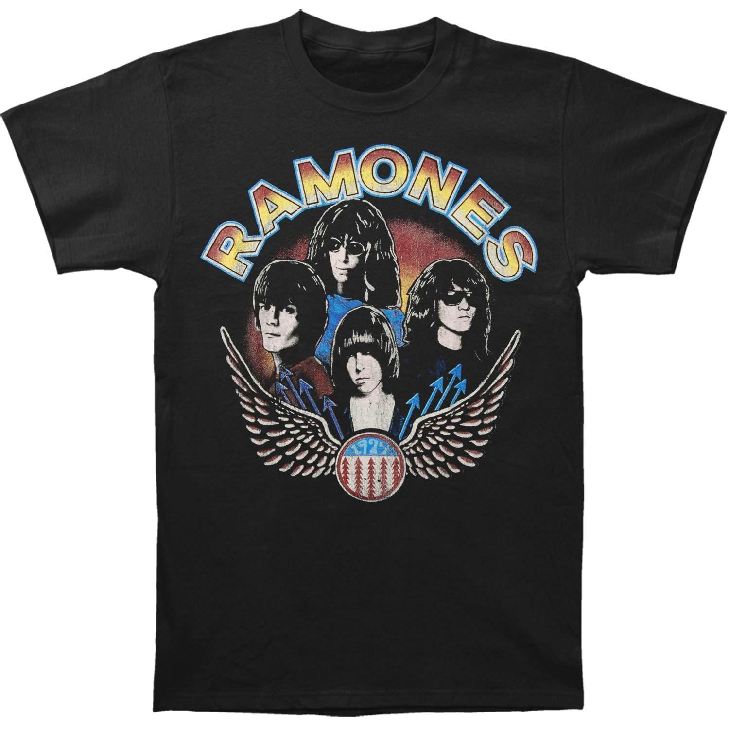 Men s Ramones Vintage Wings Photo T-shirt Large Black M