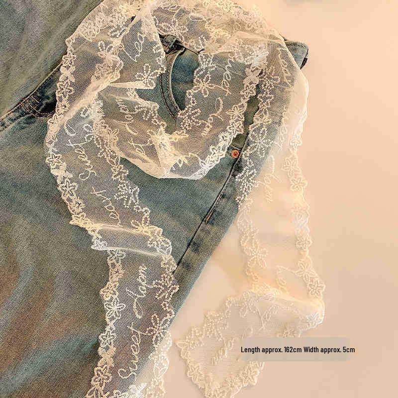 Women s Polka Dot Lace Silk Scarf: Versatile Korean Fashion Ribbon for Spring Summer