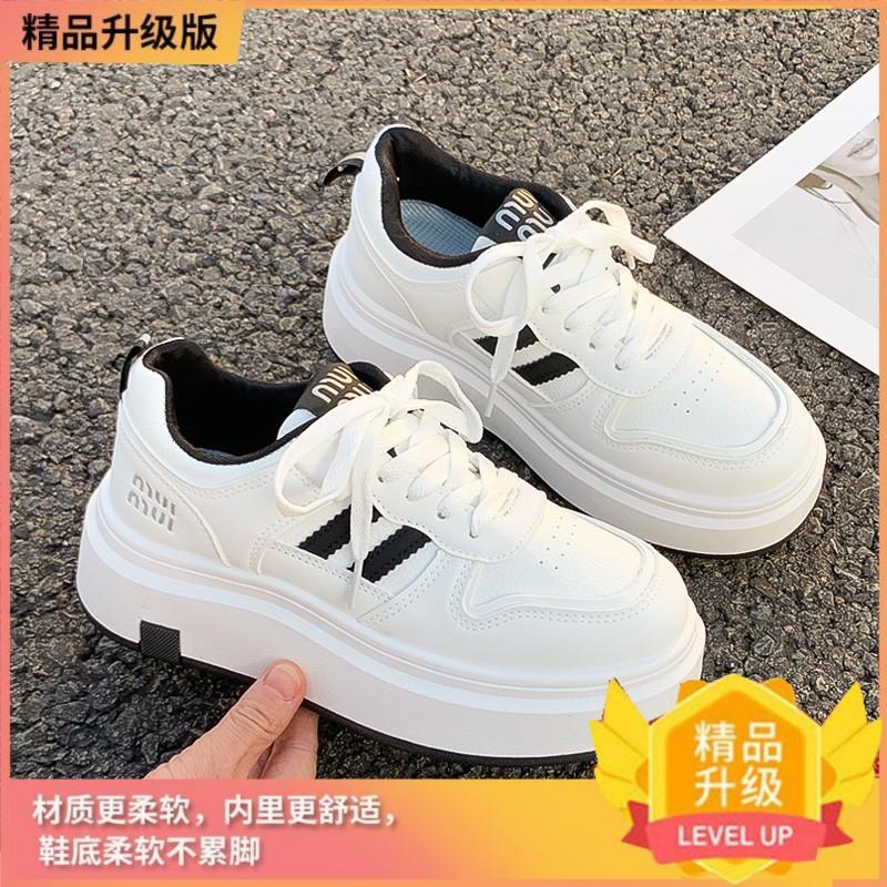 Ankela red muffin thick-soled heightening striped little white shoes women's 2025 spring and autumn new popular versatile casual board shoes