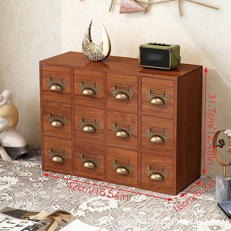 

Wood Drawer Type Storage Box Vintage Desk Organizer Boxes Accessory Stash Office Organizing Cases Cosmetics Storage Container