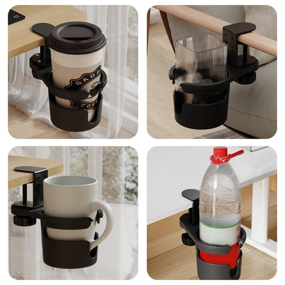 1 Stück Universeller Verstellbarer 360 Grad Drehbarer Becherhalter Armklemme Ständer mit Anti-Fall-Design für Schreibtisch Tischkante Kaffeetasse