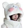 New Blush Bear Plush Hat for Women In Winter Warmth Lei Feng Hat Scarf Gloves One Piece Set