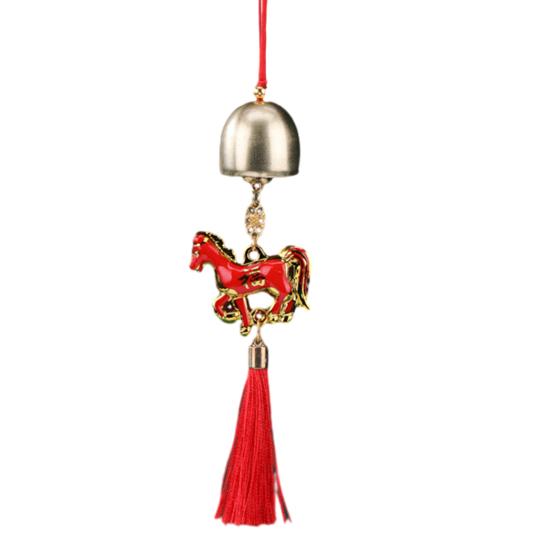 Chinese New Year Horse Pendant 2026 Feng Shui Zodiac Animal Charm Hanging Tassel Ornament with Bell for Fortune Wealth Success Home Shop Door Window