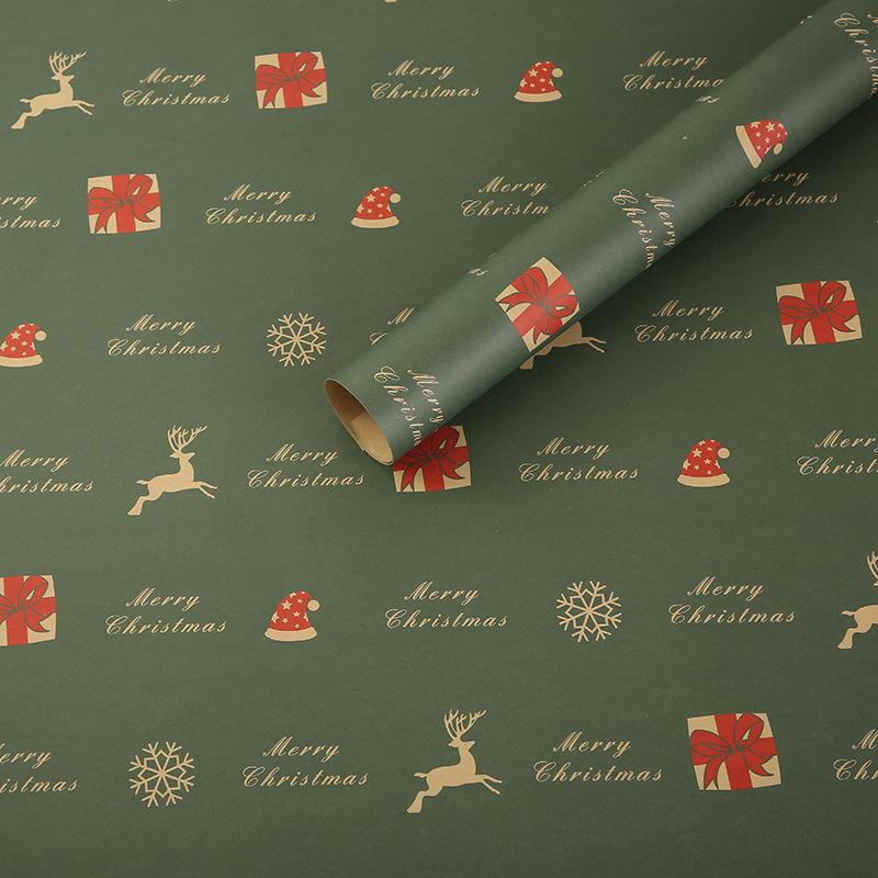 Christmas Tree & Elk Gift Wrap - Thick Coated Paper