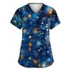 3D Snowman Print V-Neck Short Sleeve T-Shirt Women Men Casual Workwear Comfort Fit 2025