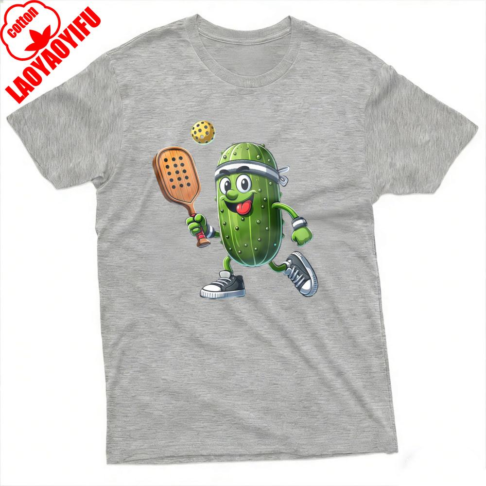 Cucumber Playing Pickleball Summer Unisex TShirt Casual Funny Design for Outdoor Activities and Sports Clothes Summer Tees