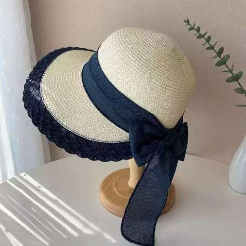 Summer French Big Brim Sun Hat Women's Fashion Ins Seaside Sun Protection Straw Hat Pastoral Pearl Face Small Sun Hat