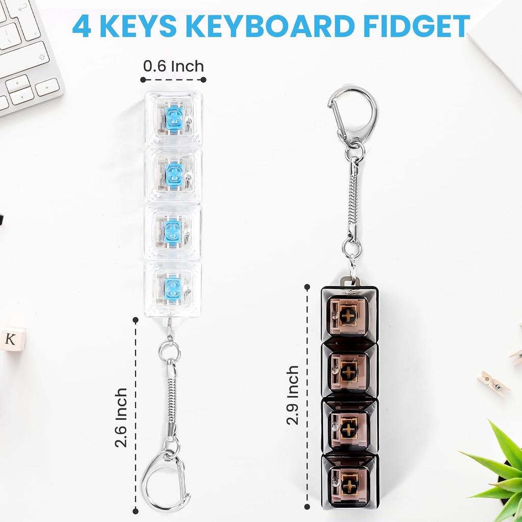 4/9 Keys LED Light Up Keychain Keyboard Clickable Button Fidget Stress Anxiety Relief tool Portable Office Decor Birthday Gift