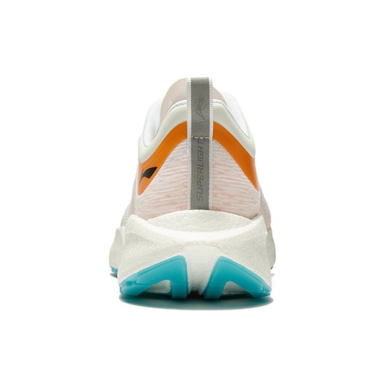 New LINING Super Light 19 Running Shoes Men Low Top Standard White/Fluorescent Sweet Orange ARBS001-11