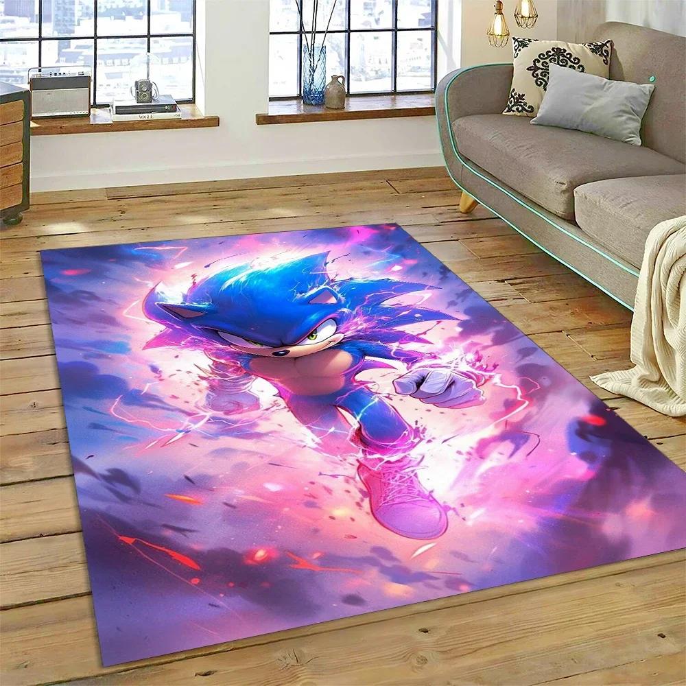 Game Anime 3D S-Sonic Cartoon Carpet Rug for Bedroom Living Room Home Sofa Decoration,Children Game Large Decor Floor Mat Gift