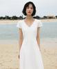 DEHEVE V-Neck Flare Dress [Ivory]